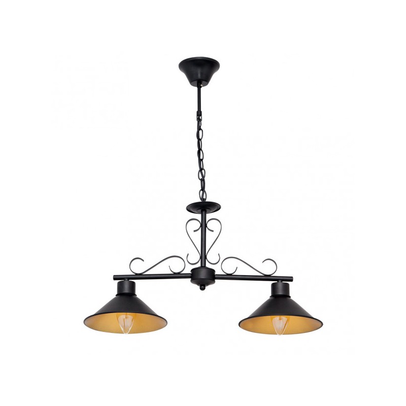 Colgante Azalea negro/oro 2 x E27 Fabrilamp